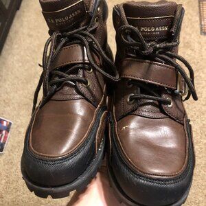 Men's U.S. Polo Assn USPA Brown Black Buckle Andes Lace Up Leather Boot Size 7
